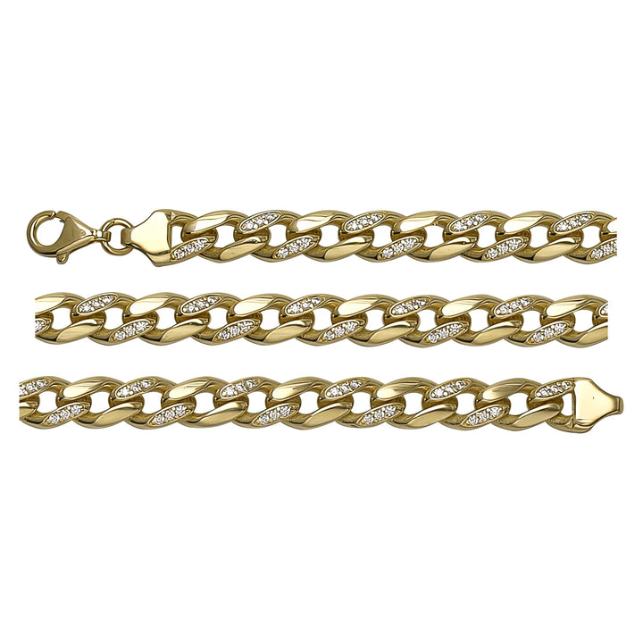 Solid gold curb bracelet, 8.34 g — shown in three rows across the frame.