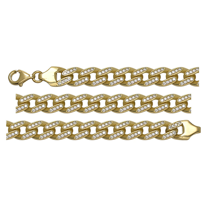 Solid gold curb bracelet, 10.38 g — shown in three rows across the frame.