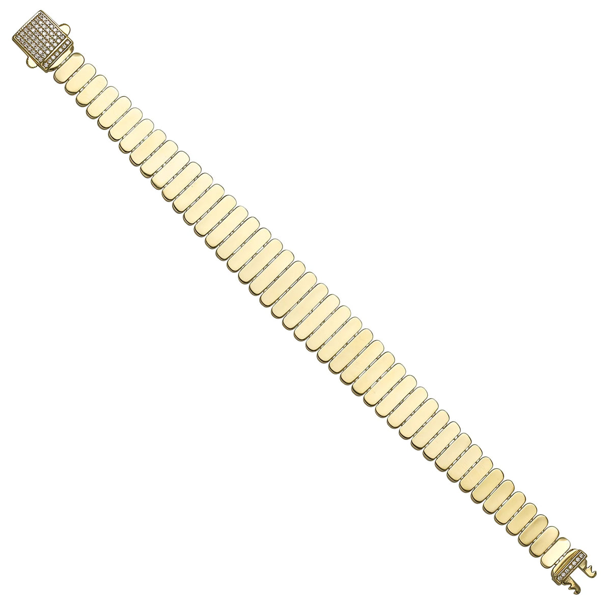 Solid gold bar link bracelet, 13.00 g — shown at an angle across the frame.