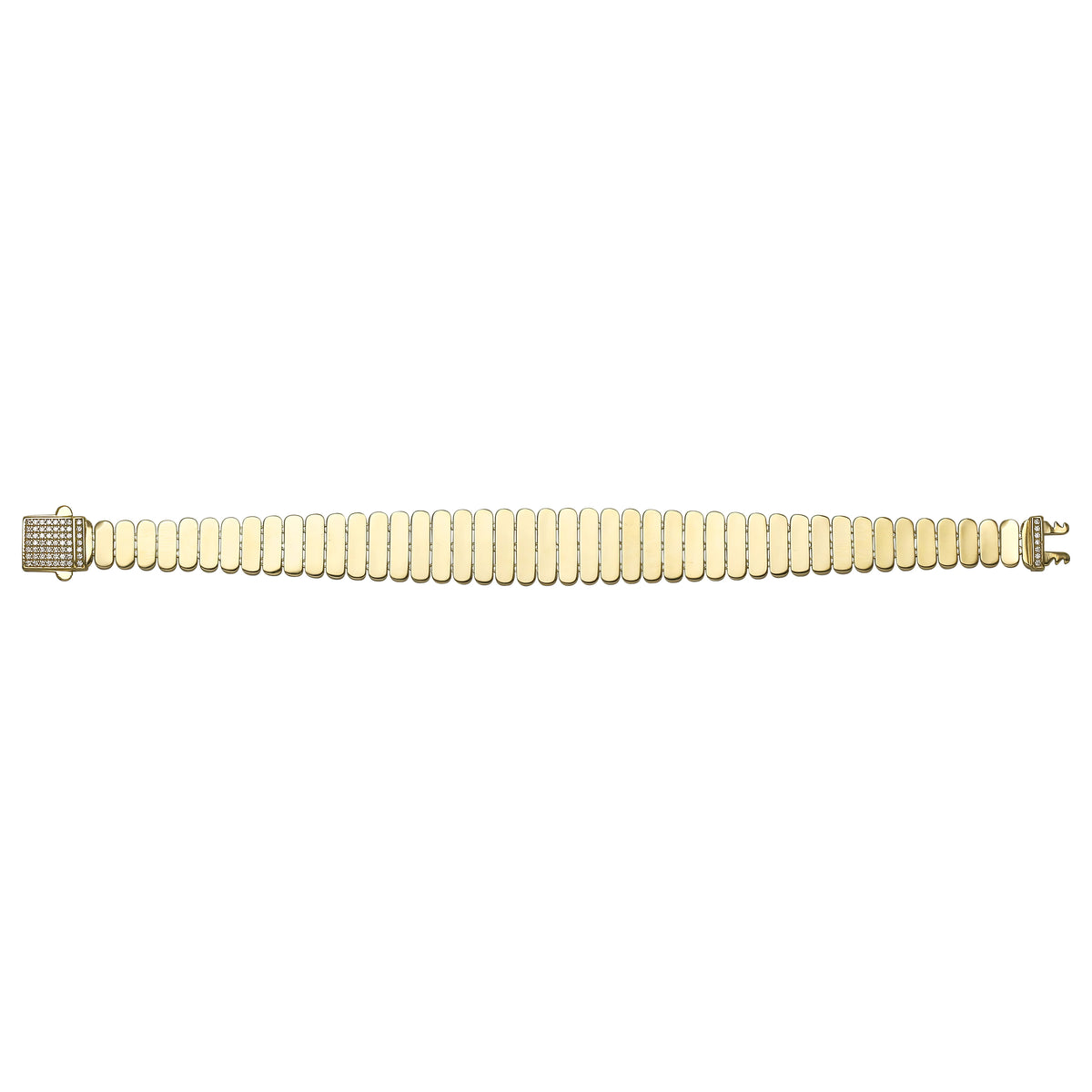 Solid gold bar link bracelet, 13.00 g — shown square on a plain background.