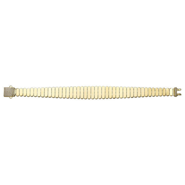 Solid gold bar link bracelet, 13.00 g — shown square on a plain background.
