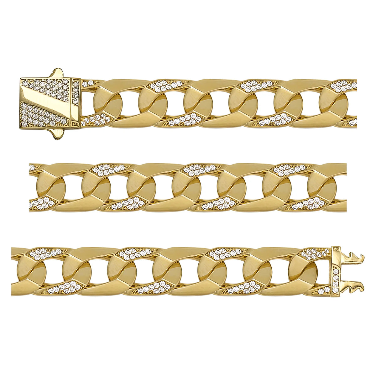 Solid gold mariner bracelet, 16.69 g — shown in three rows across the frame.