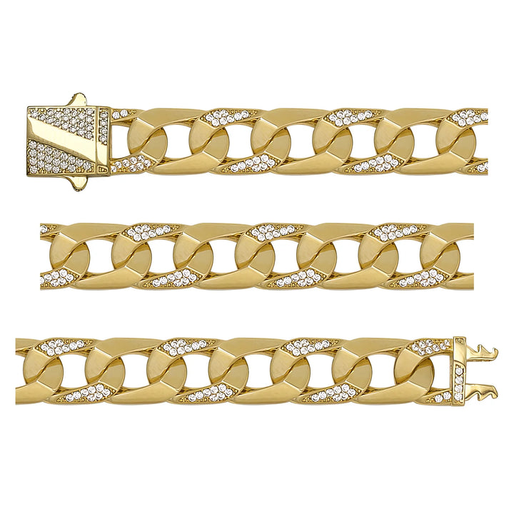 Solid gold mariner bracelet, 16.69 g — shown in three rows across the frame.