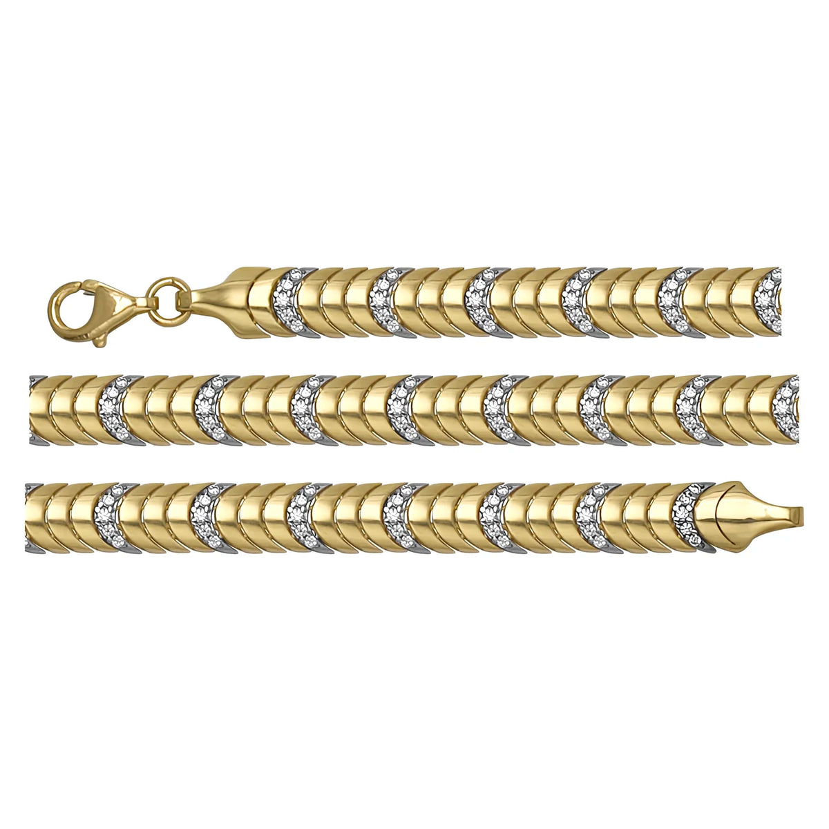 Solid gold braided bracelet, 9.90 g — shown in three rows across the frame.