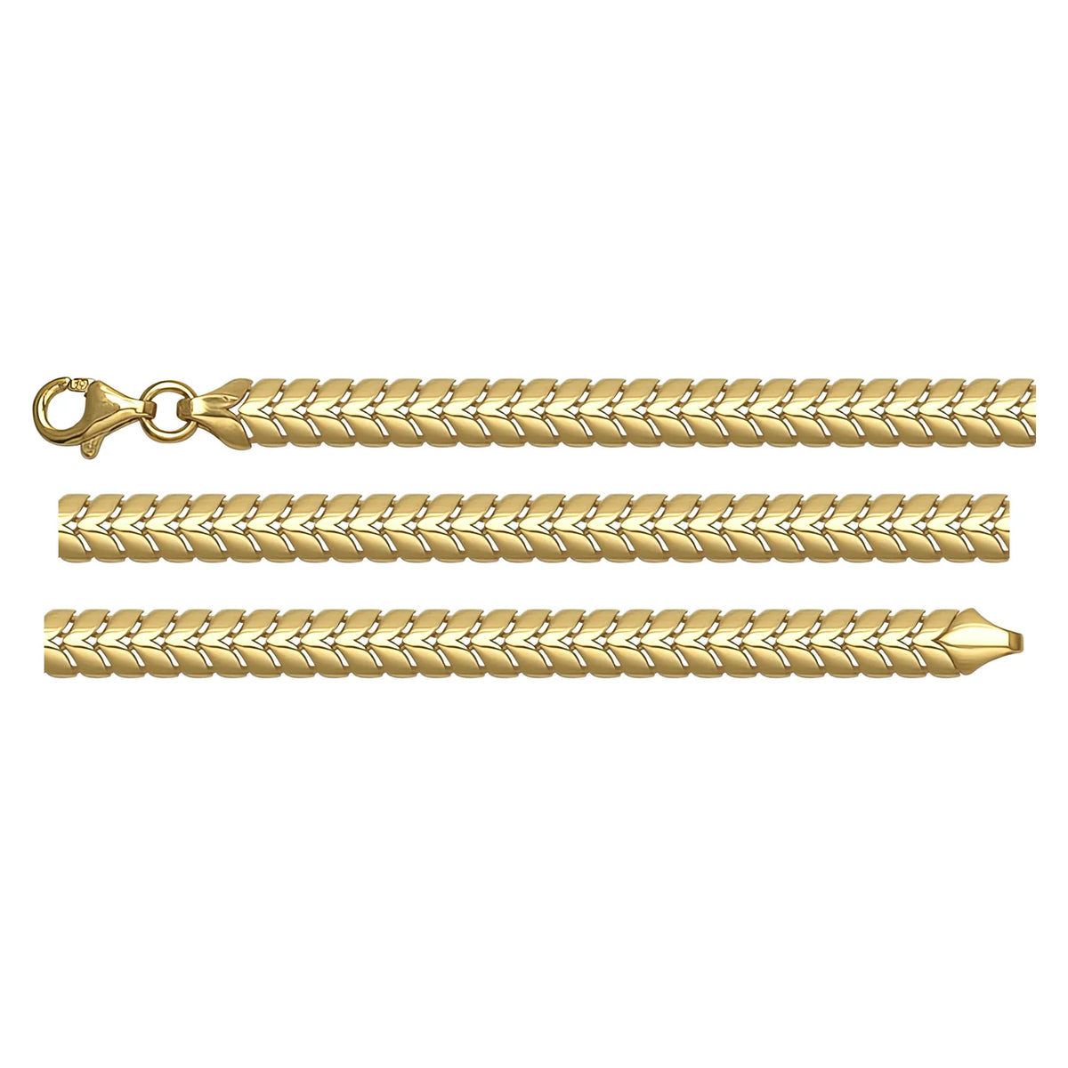Solid gold braided bracelet, 5.10 g — shown in three rows across the frame.