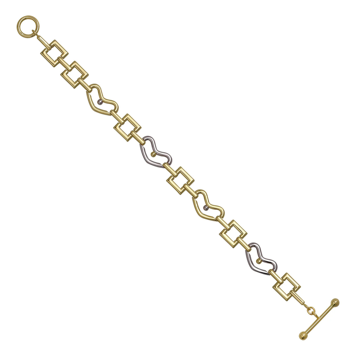 Solid gold fancy link bracelet, 10.75 g — shown at an angle across the frame.