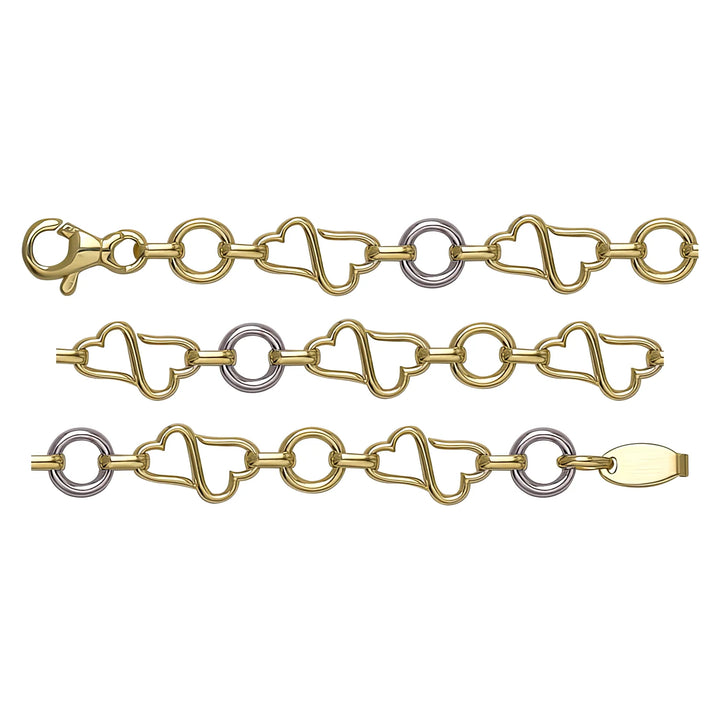 Solid gold fancy link bracelet, 8.70 g — shown in three rows across the frame.
