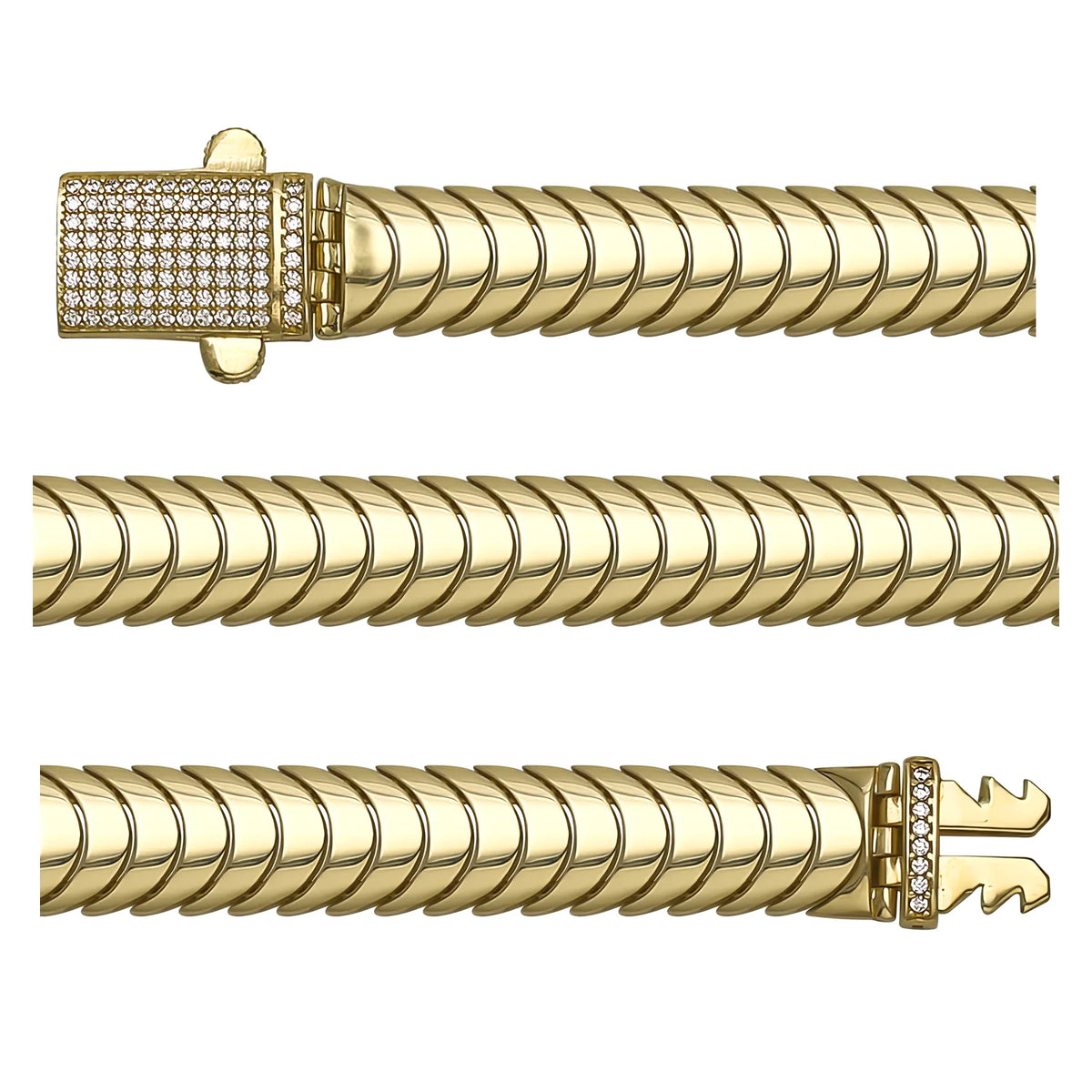 Solid gold braided bracelet, 15.35 g — shown in three rows across the frame.