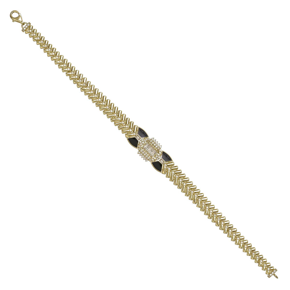 Solid gold herringbone bracelet, 14.92 g — shown at an angle across the frame.
