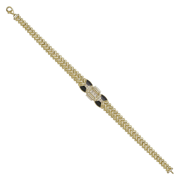 Solid gold herringbone bracelet, 14.92 g — shown at an angle across the frame.