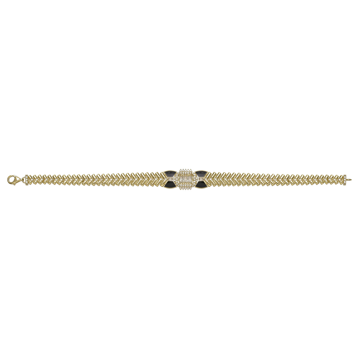 Solid gold herringbone bracelet, 14.92 g — shown square on a plain background.