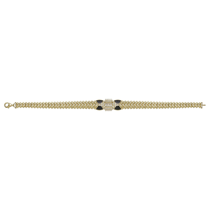 Solid gold herringbone bracelet, 14.92 g — shown square on a plain background.