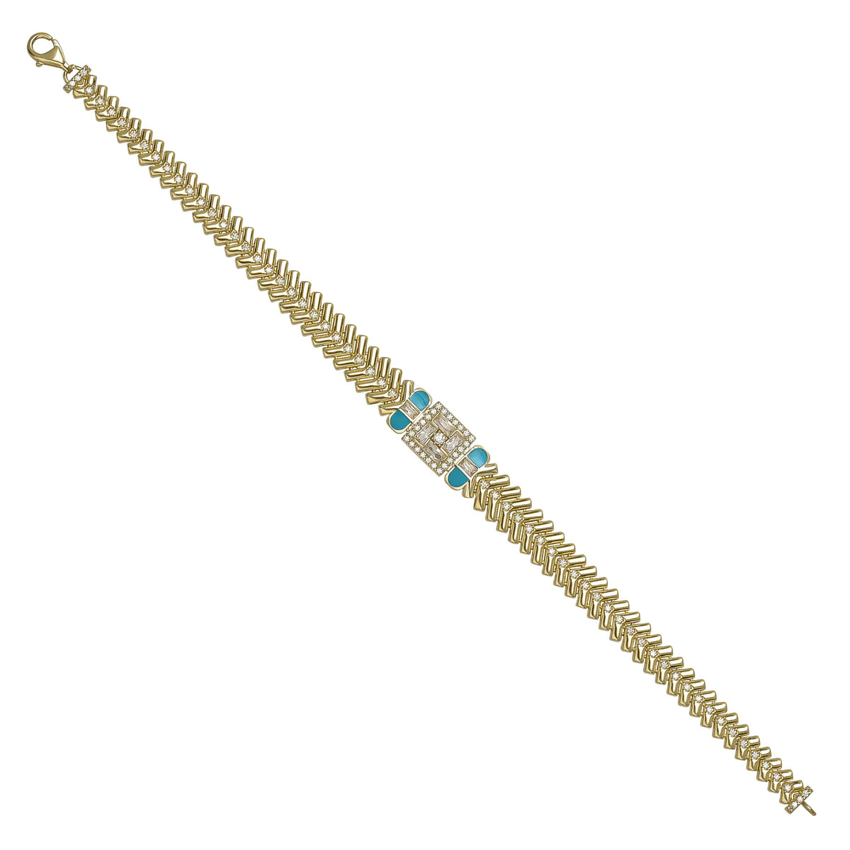 Solid gold herringbone bracelet, 14.54 g — shown at an angle across the frame.