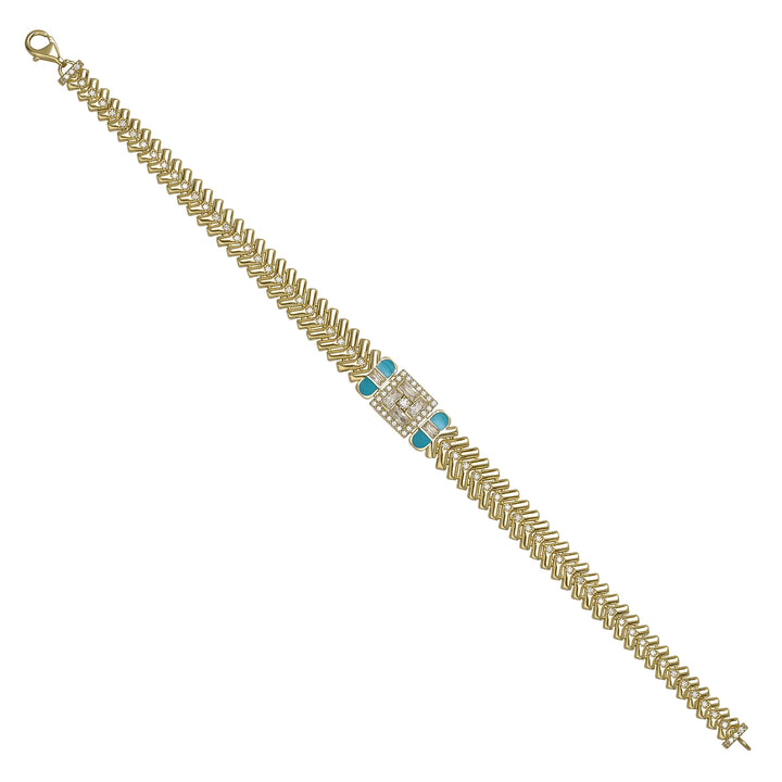 Solid gold herringbone bracelet, 14.54 g — shown at an angle across the frame.