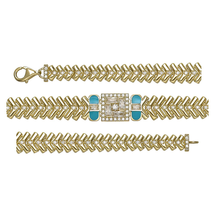 Solid gold herringbone bracelet, 14.54 g — shown in three rows across the frame.