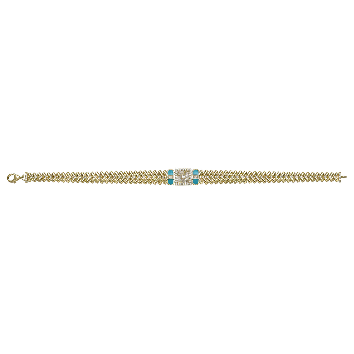 Solid gold herringbone bracelet, 14.54 g — shown square on a plain background.