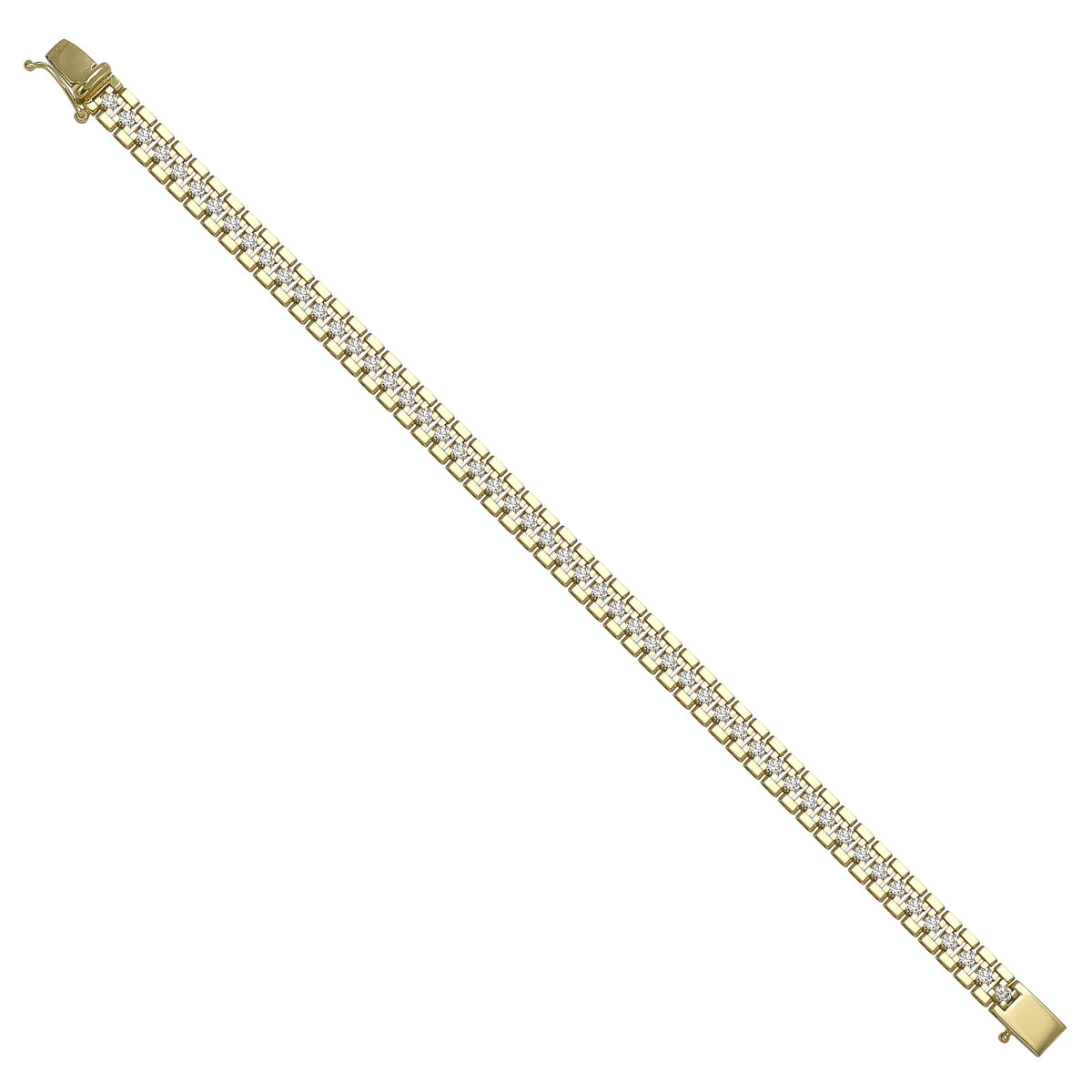 Solid gold brick link bracelet, 17.27 g — shown at an angle across the frame.