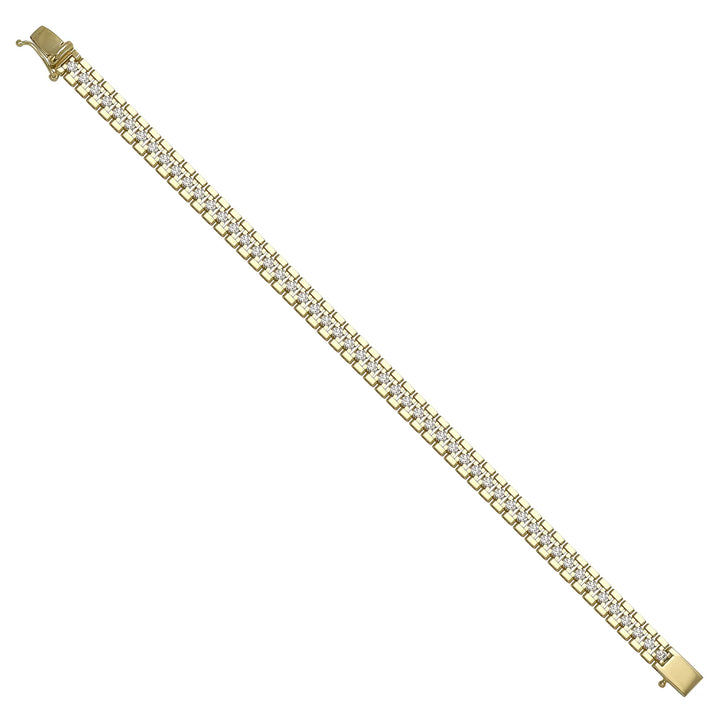 Solid gold brick link bracelet, 17.27 g — shown at an angle across the frame.