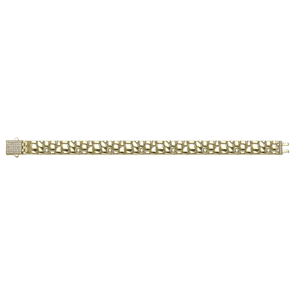 Solid gold fancy link bracelet, 19.19 g — shown square on a plain background.