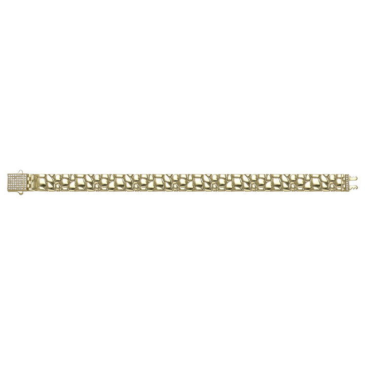 Solid gold fancy link bracelet, 19.19 g — shown square on a plain background.