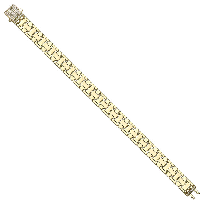 Solid gold braided bracelet, 15.65 g — shown at an angle across the frame.