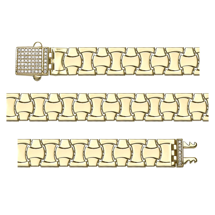 Solid gold braided bracelet, 15.65 g — shown in three rows across the frame.