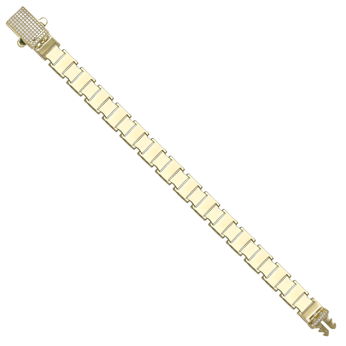 Solid gold fancy link bracelet, 18.13 g — shown at an angle across the frame.