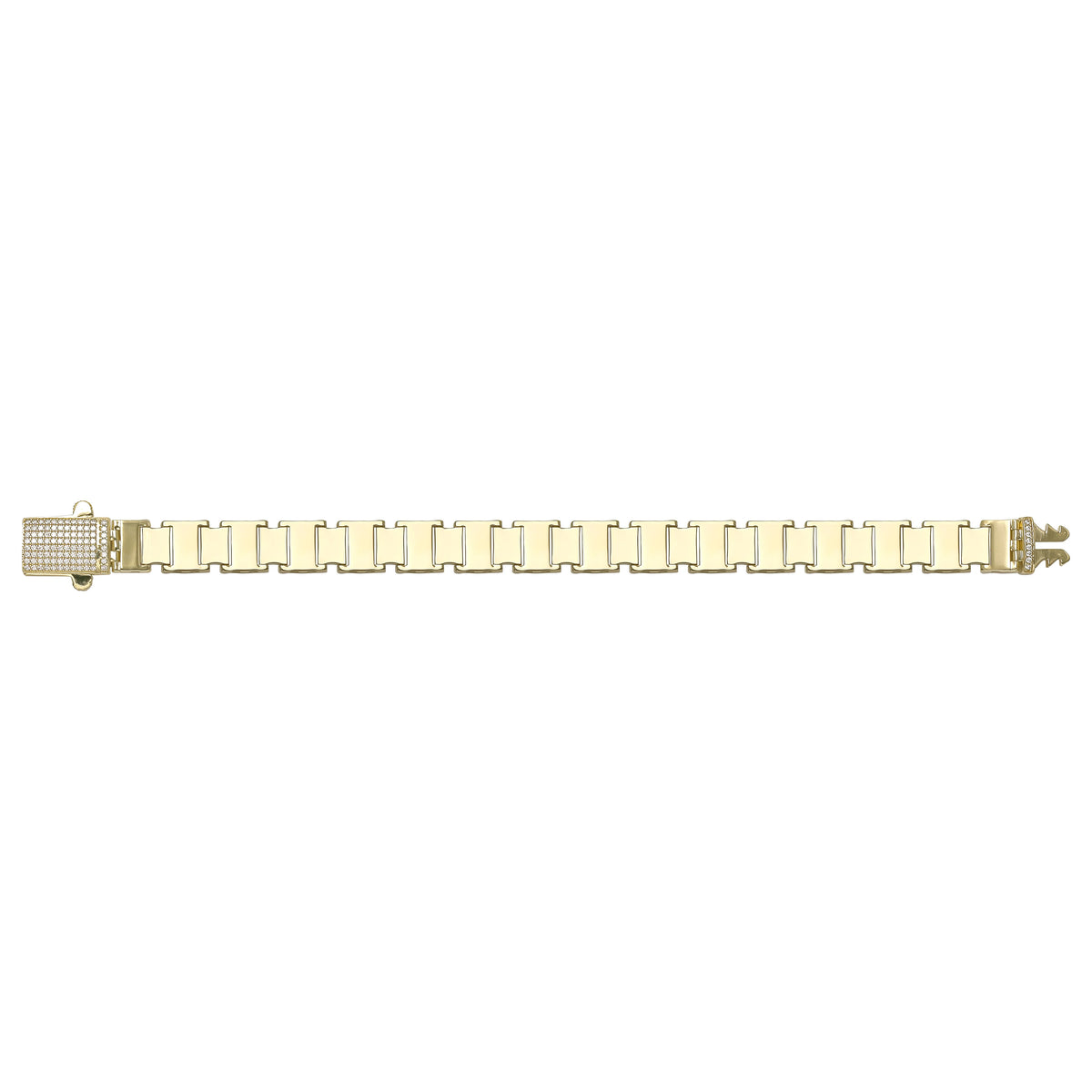 Solid gold fancy link bracelet, 18.13 g — shown square on a plain background.