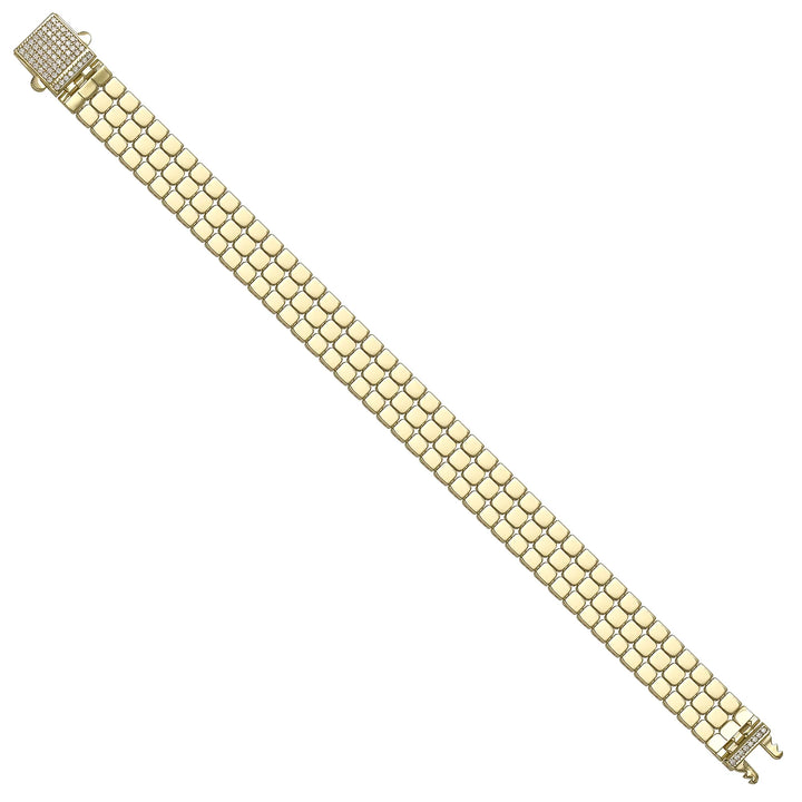 Solid gold brick link bracelet, 16.61 g — shown at an angle across the frame.