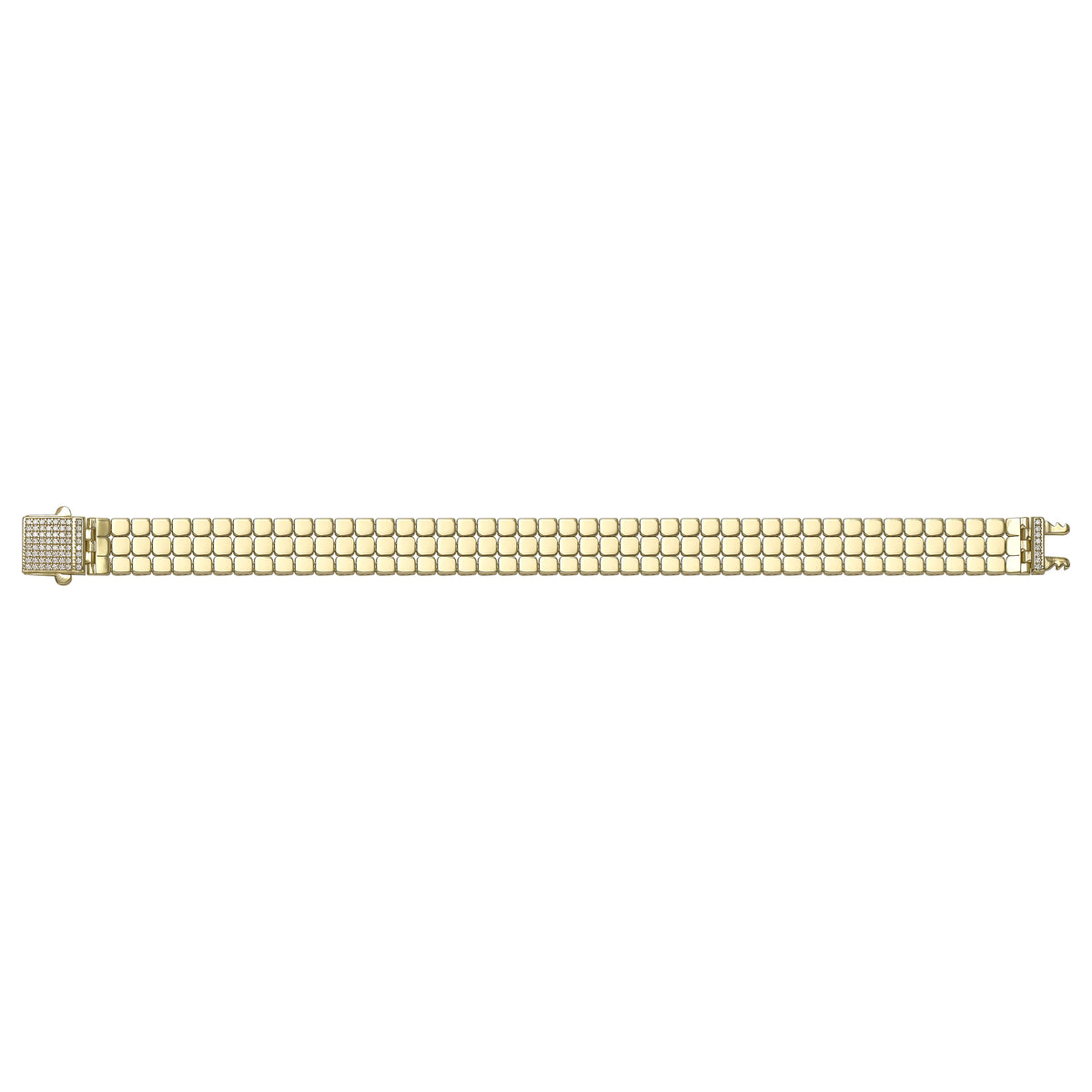 Solid gold brick link bracelet, 16.61 g — shown square on a plain background.