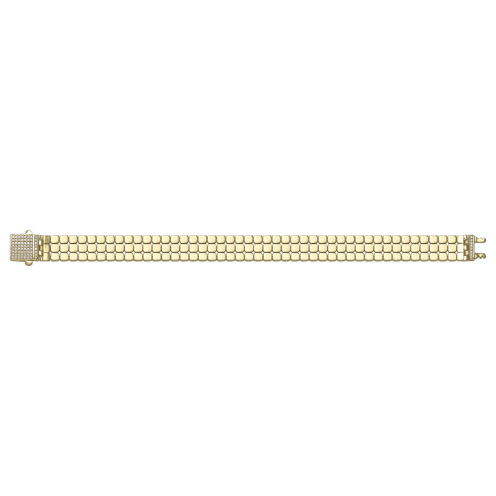 Solid gold brick link bracelet, 16.61 g — shown square on a plain background.