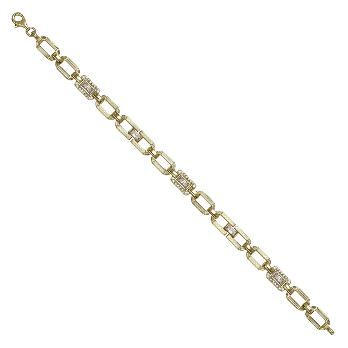 Solid gold fancy link bracelet, 11.24 g — shown at an angle across the frame.