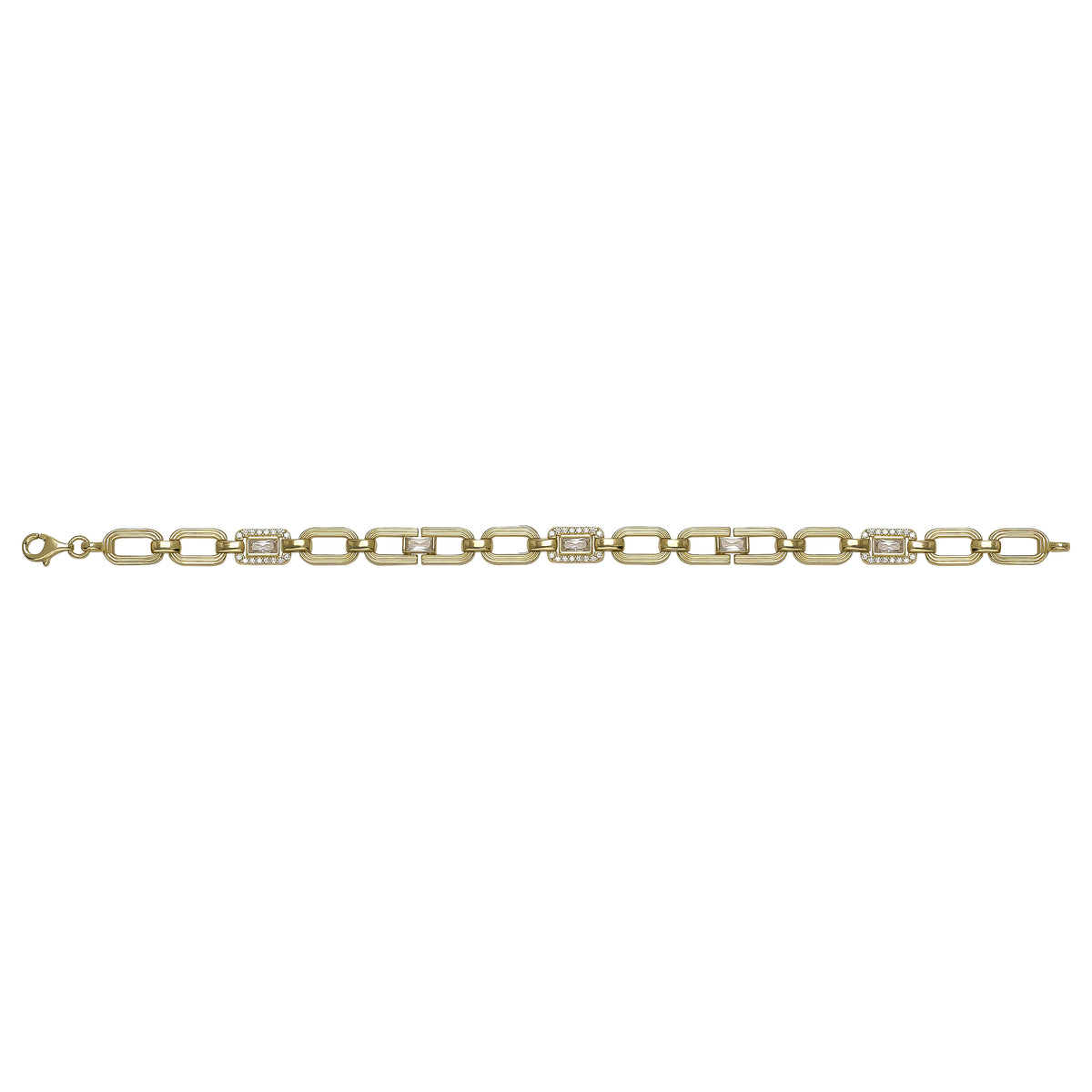 Solid gold fancy link bracelet, 11.24 g — shown square on a plain background.