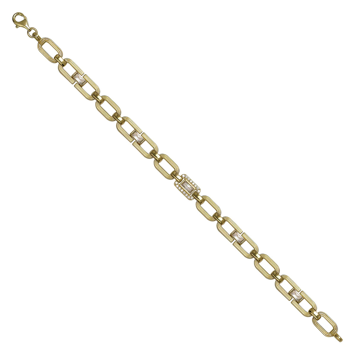 Solid gold fancy link bracelet, 11.76 g — shown at an angle across the frame.