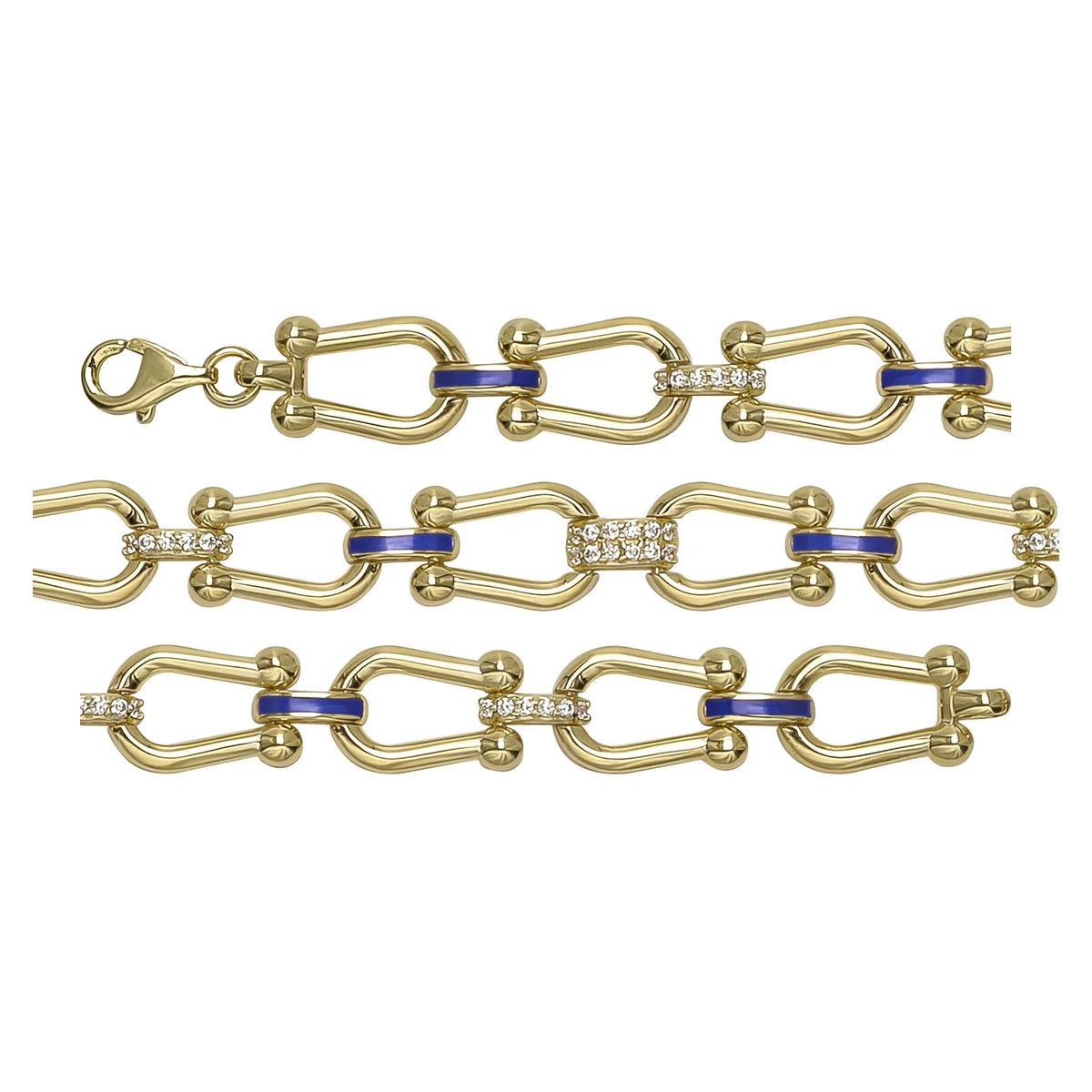 Solid gold fancy link bracelet, 10.00 g — shown in three rows across the frame.