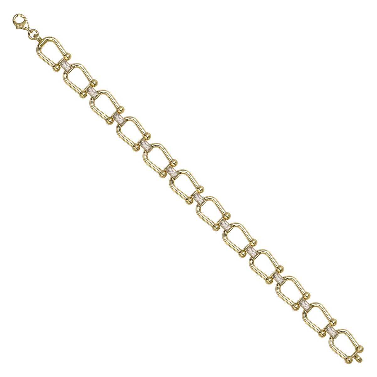 Solid gold fancy link bracelet, 11.71 g — shown at an angle across the frame.