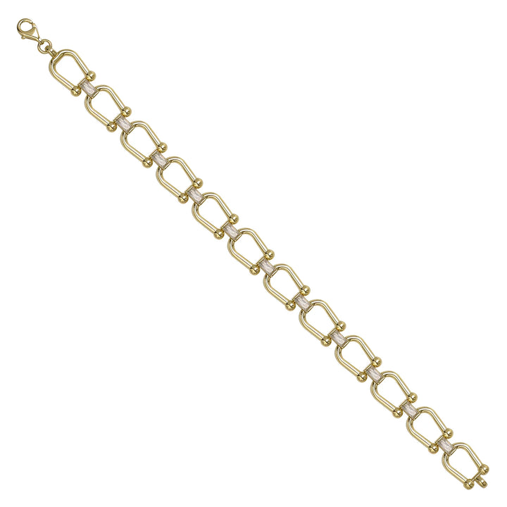Solid gold fancy link bracelet, 11.71 g — shown at an angle across the frame.
