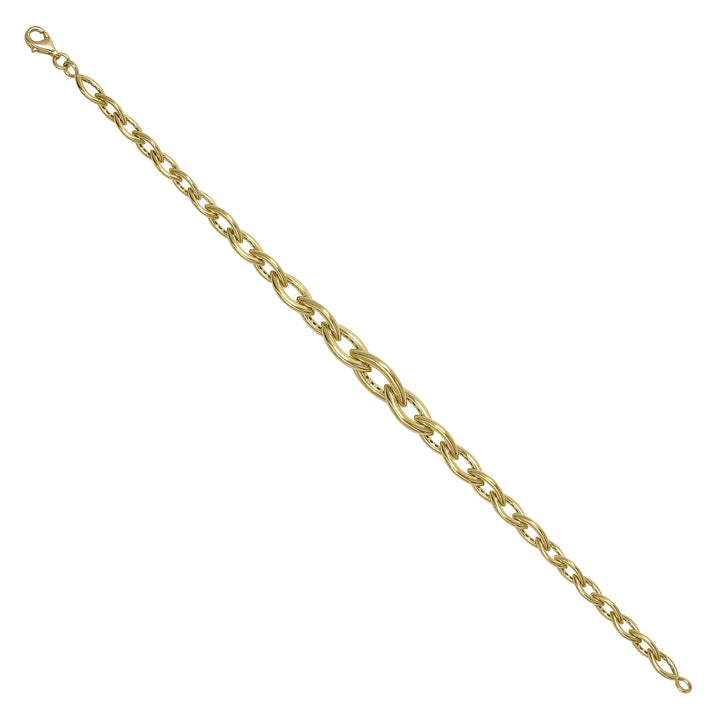 Solid gold fancy link bracelet, 9.01 g — shown at an angle across the frame.