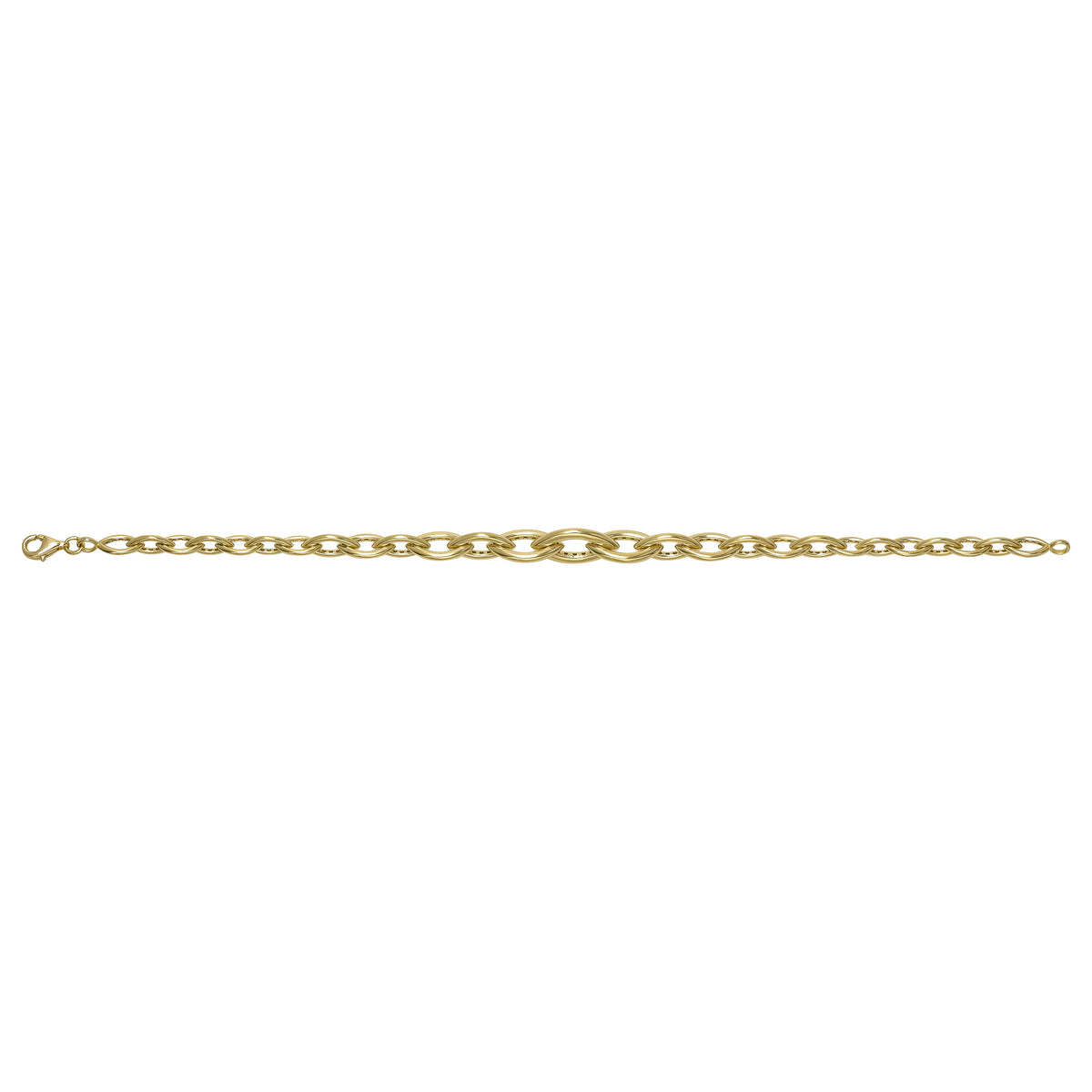Solid gold fancy link bracelet, 9.01 g — shown square on a plain background.