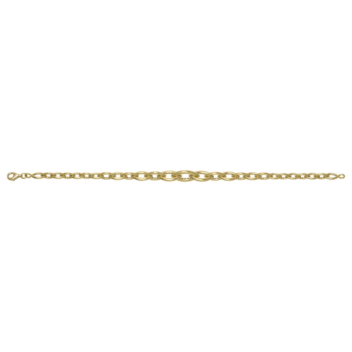 Solid gold fancy link bracelet, 9.01 g — shown square on a plain background.