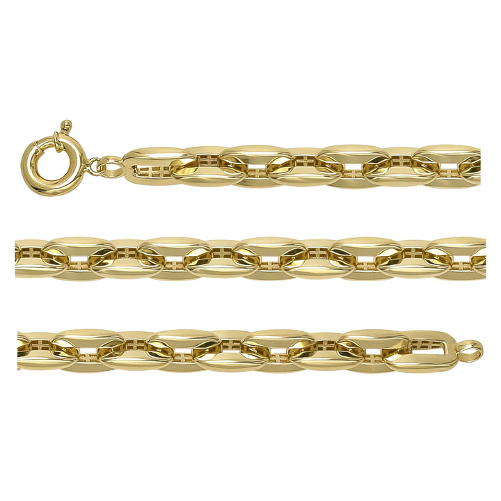 Solid gold fancy link bracelet, 14.63 g — shown in three rows across the frame.