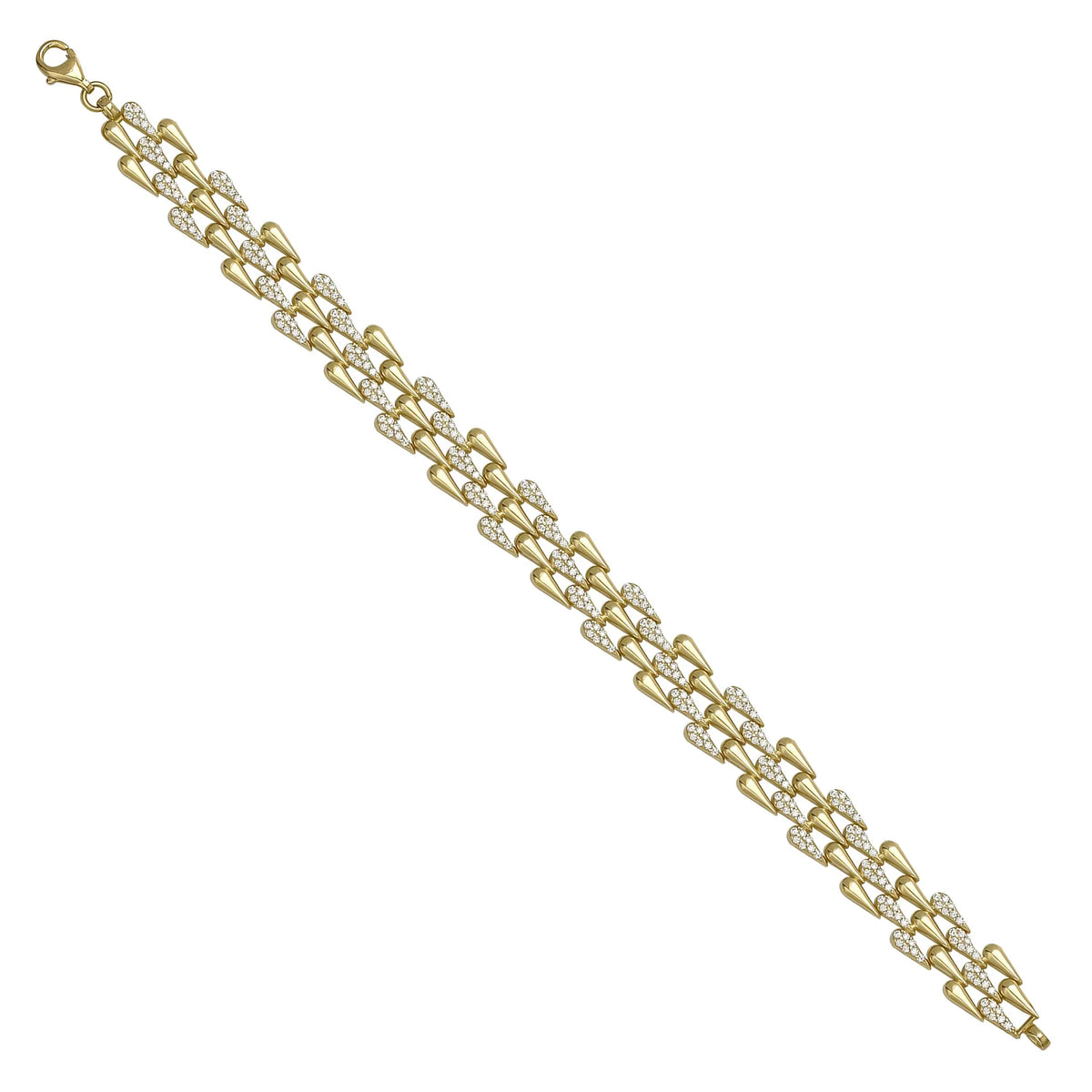 Solid gold herringbone bracelet, 16.00 g — shown at an angle across the frame.