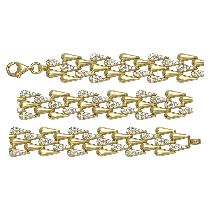 Solid gold herringbone bracelet, 16.00 g — shown in three rows across the frame.