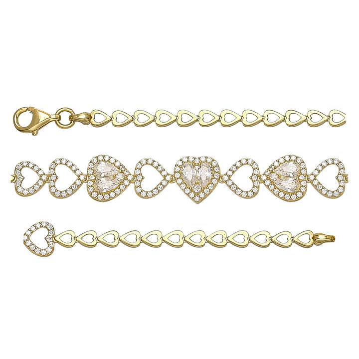 Solid gold fancy link bracelet, 5.10 g — shown in three rows across the frame.