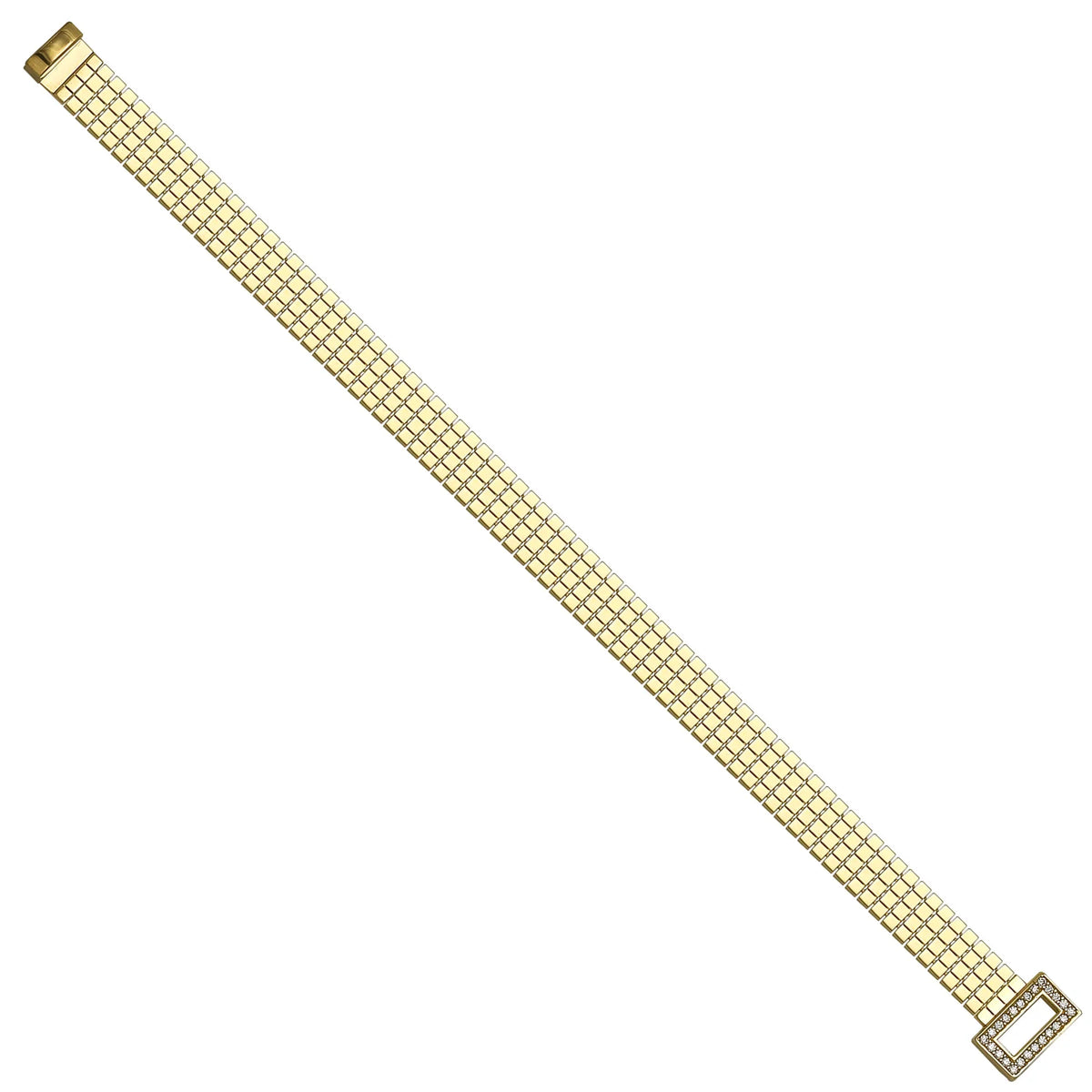 Solid gold brick link bracelet, 11.25 g — shown at an angle across the frame.