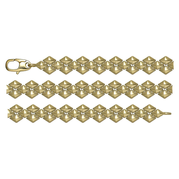 Solid gold fancy link bracelet, 8.17 g — shown in three rows across the frame.