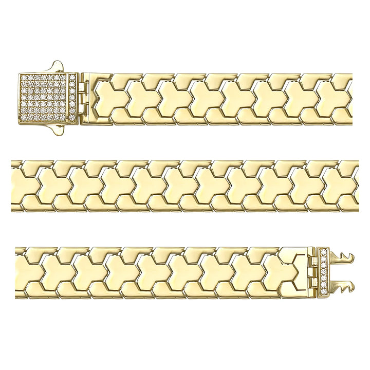 Solid gold braided bracelet, 15.28 g — shown in three rows across the frame.