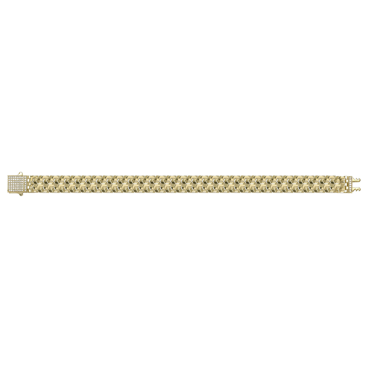 Solid gold herringbone bracelet, 17.40 g — shown square on a plain background.