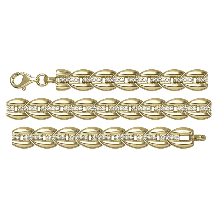 Solid gold fancy link bracelet, 10.33 g — shown in three rows across the frame.
