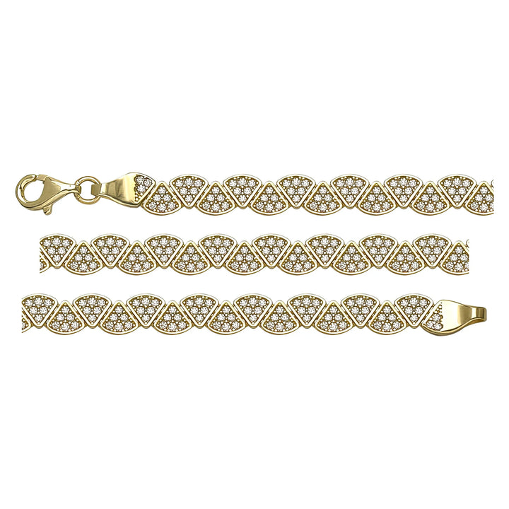 Solid gold fancy link bracelet, 12.33 g — shown in three rows across the frame.